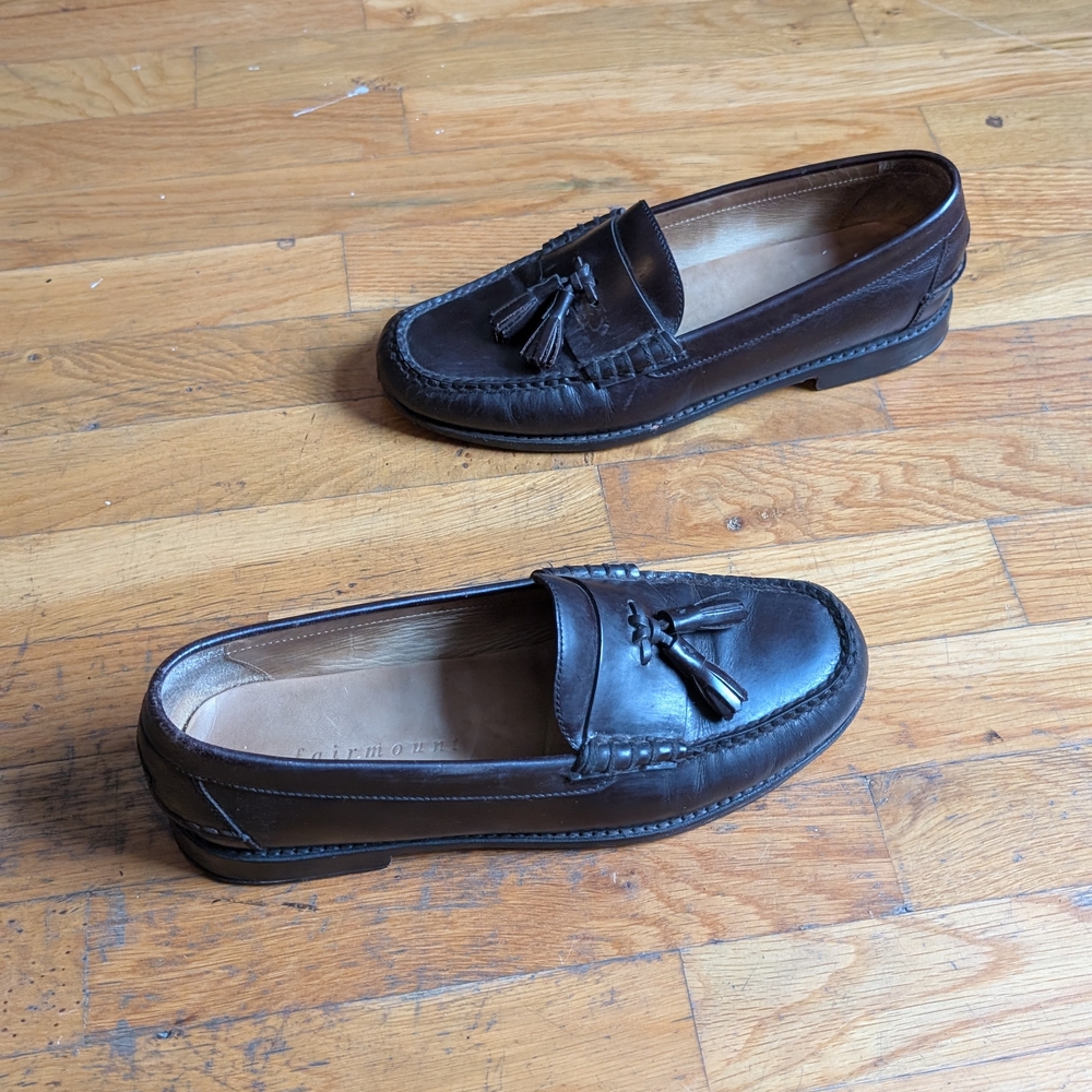 Brown Leather Tassel Loafers Slip-On